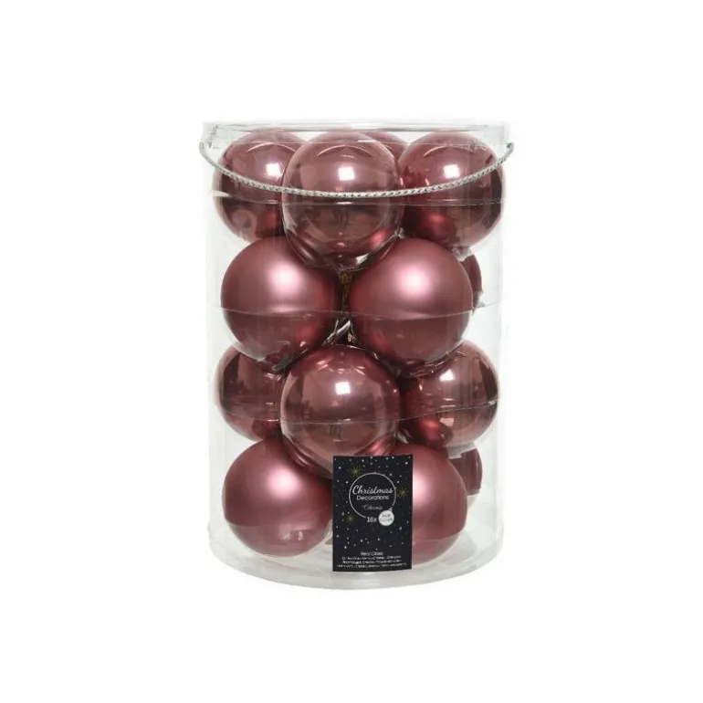 Palline in vetro da appendere Rosa Velvet dim 8 cm Box da 16