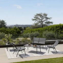 Poltrona Bassa imbottita VENCE LaFuma LFM5274 Obsidian/Titane