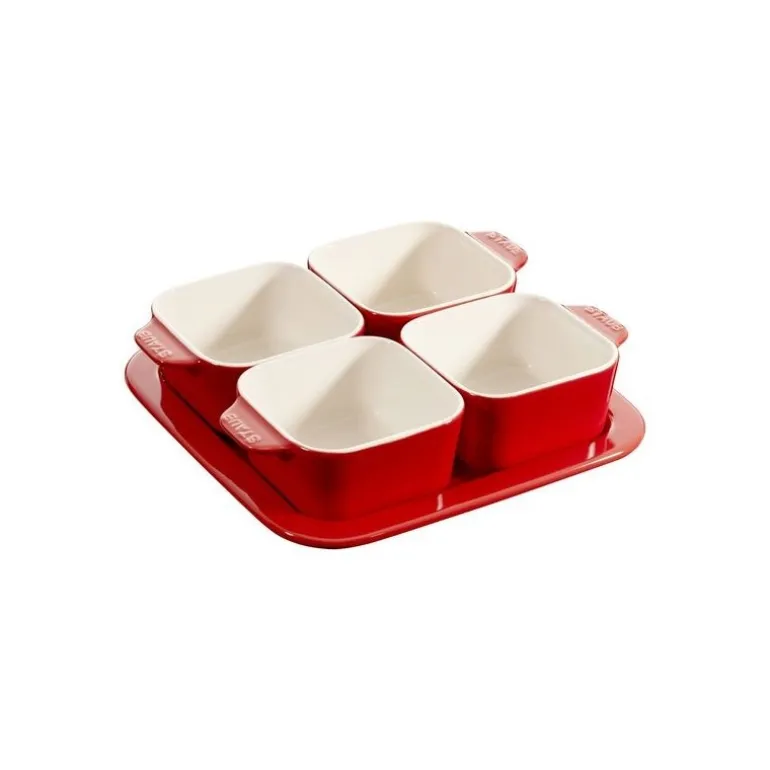 Set Aperitivo 19 x 19 cm Rosso Set di 5 in Ceramica