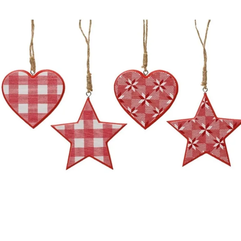 Stella o Cuore da Appendere con Stampa a Quadri Pezzo Singolo