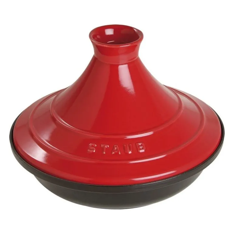 Tajine 28 cm Rosso in Ghisa con Coperchio in Ceramica