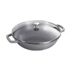 Wok con Coperchio in Vetro 30 cm Grigio Graphite in Ghisa